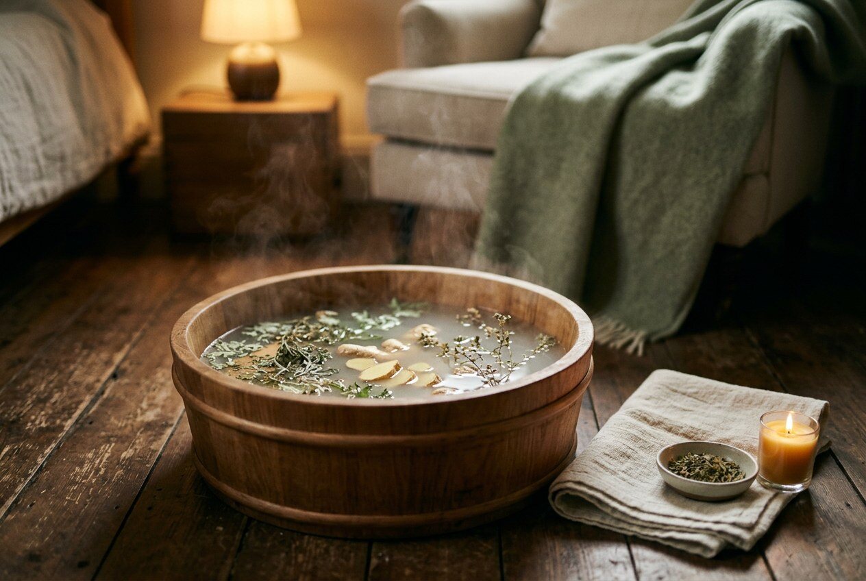 Bedtime herbal foot soak — 睡前泡脚养生