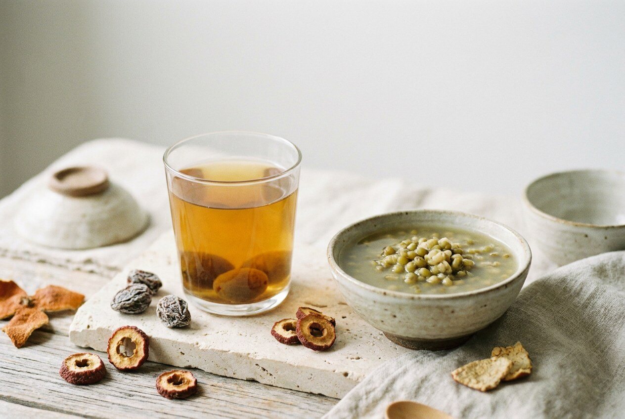 Sour plum drink & mung bean soup — summer cooling drinks the TCM way 夏天消暑古法饮