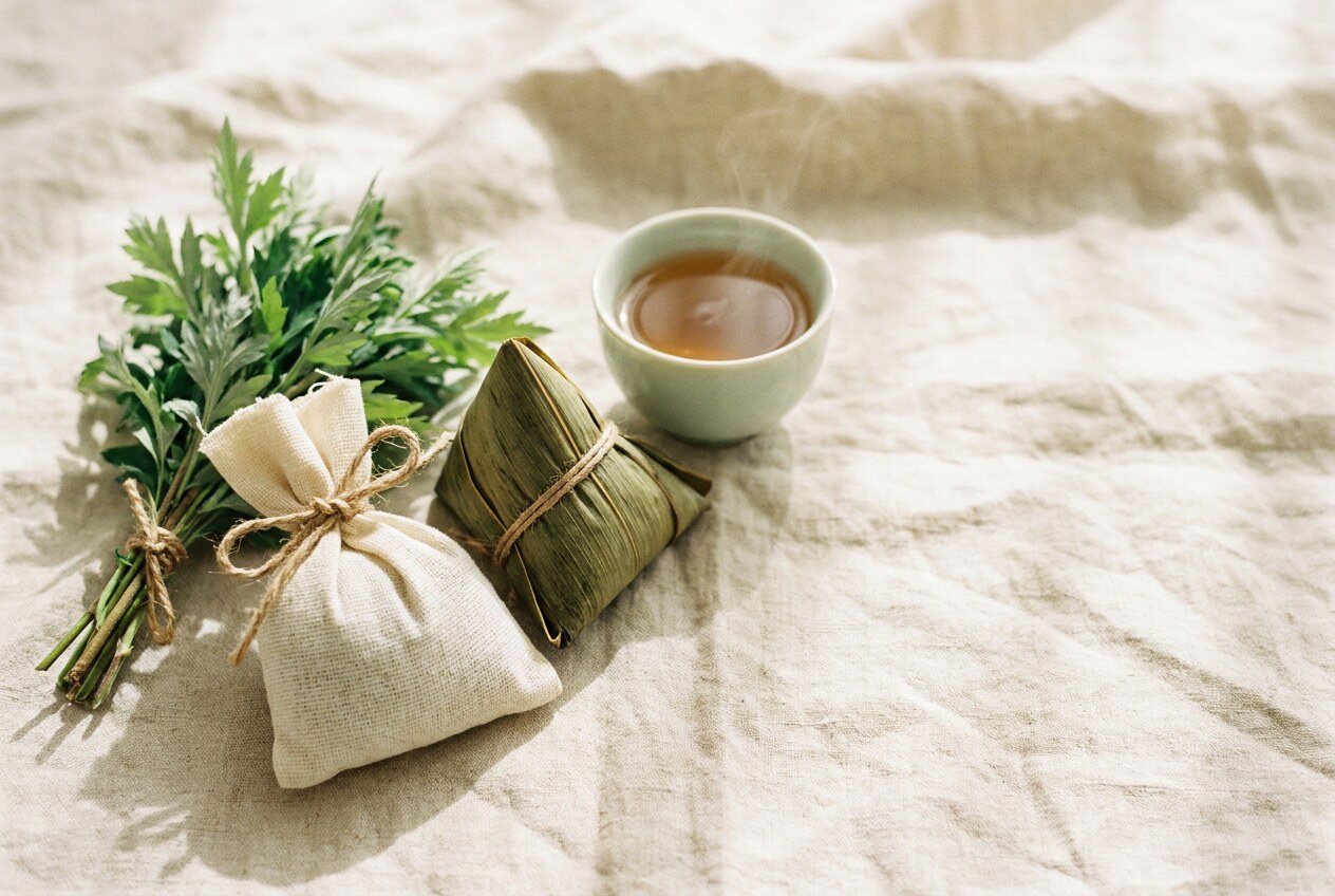 Mugwort, herbal sachet & zongzi — Dragon Boat Festival wellness 端午养生